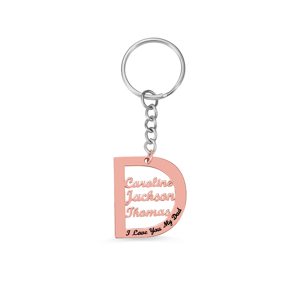 Personalised Keychain Engraved 3 Names Keychain Gifts For Father-Jessemade AU