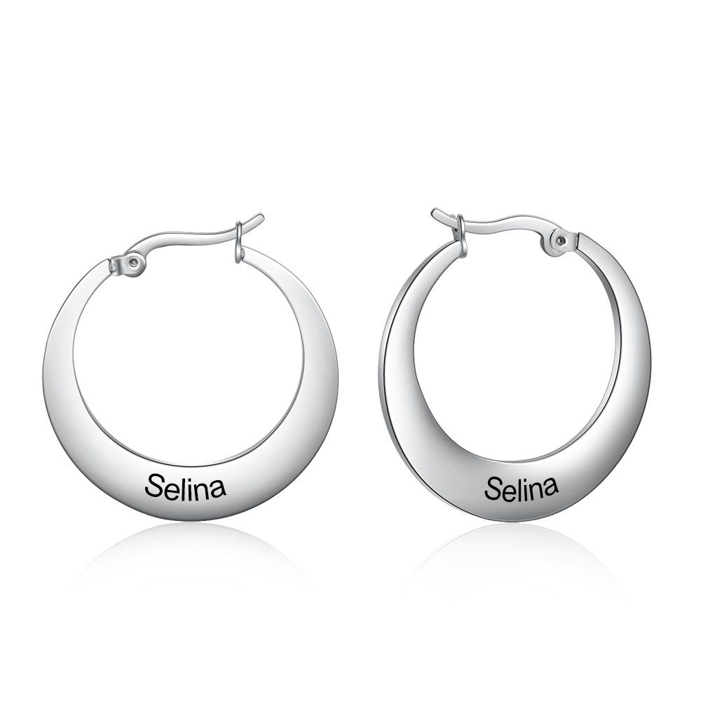 Customised Circle Name Earring Engraved Name Earrings for Her-Jessemade AU