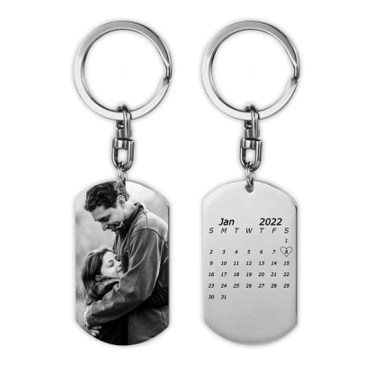 Personalised Photo Keychain with Engraving 1 Special Date Keyring Gifts for Love One-Jessemade AU