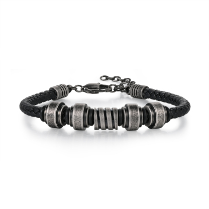 Personalised Men's Leather Bracelet Engraved 4 Names Adjustable Bracelet Vintage Gift for Him-Jessemade AU