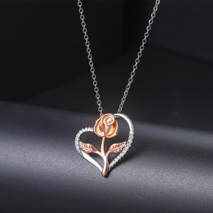 Silver Colour Rose Necklace-Jessemade AU