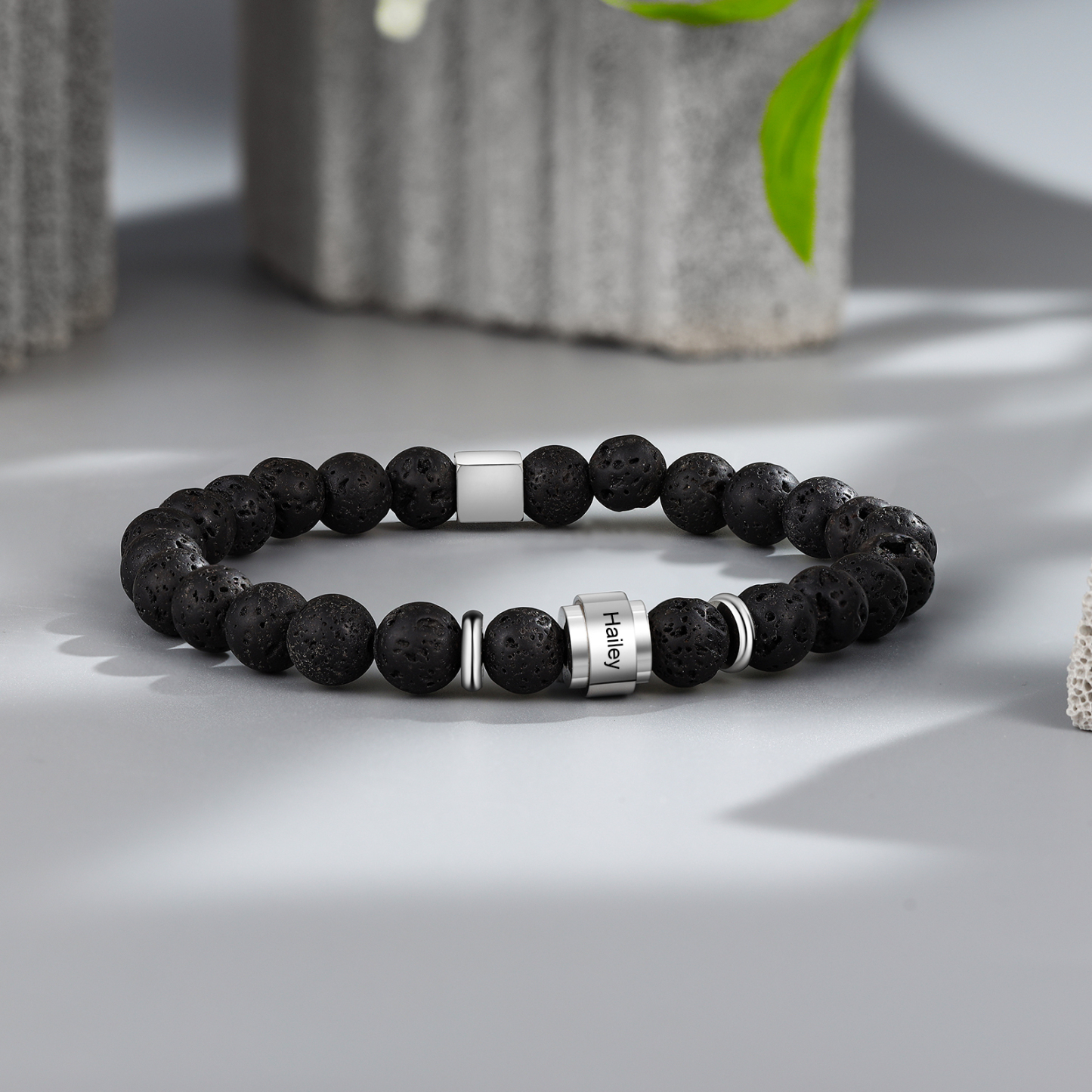 Personalised Lava Rock Bracelet with 1 Name Men's Bracelet Gifts For Him-Jessemade AU