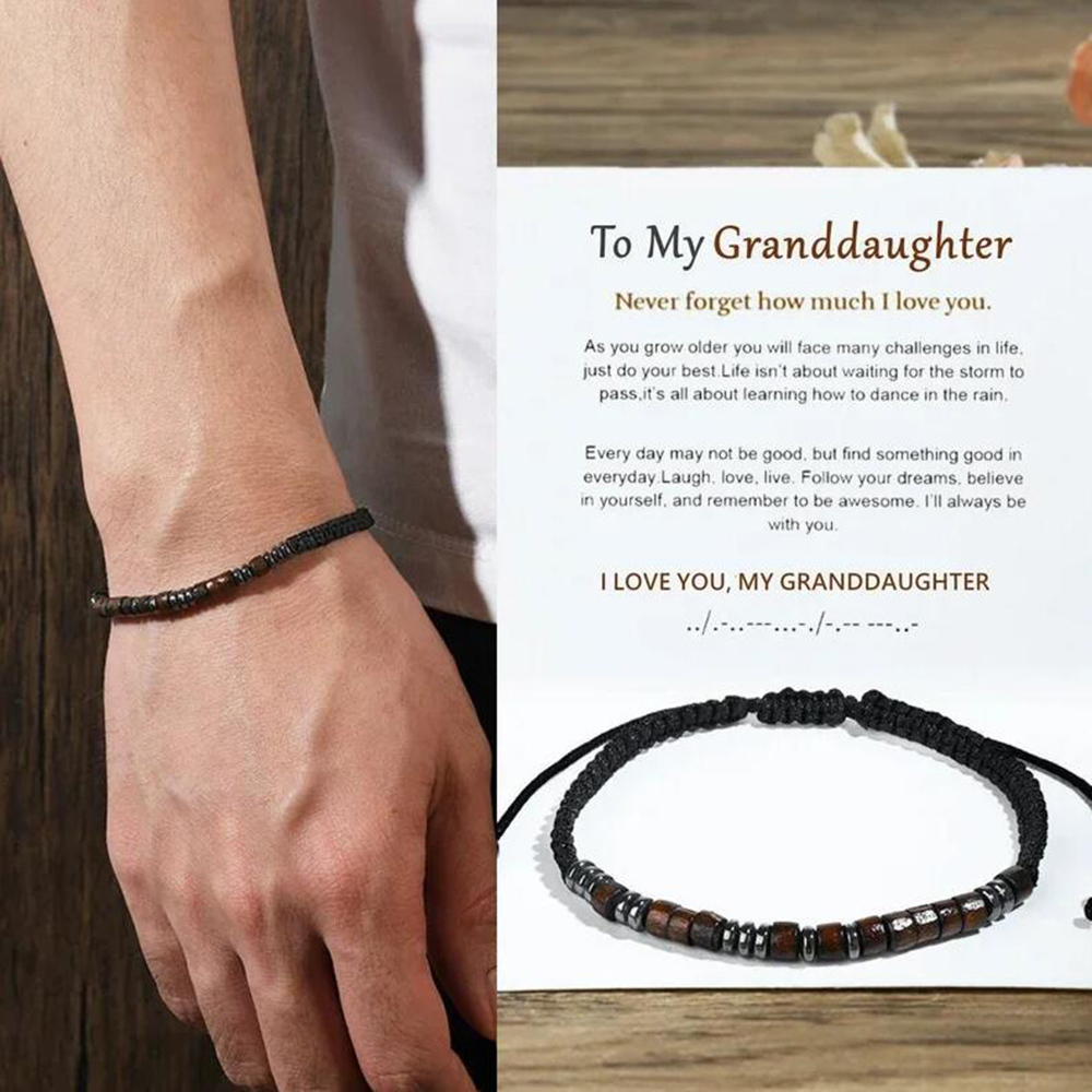 To My Granddaughter I Love You Morse Code Bracelet with Gift Box-Jessemade AU