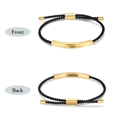 Personalised Braided Rope Bracelet Custom Name & Text Bar Bracelet for Her/Him-Jessemade AU