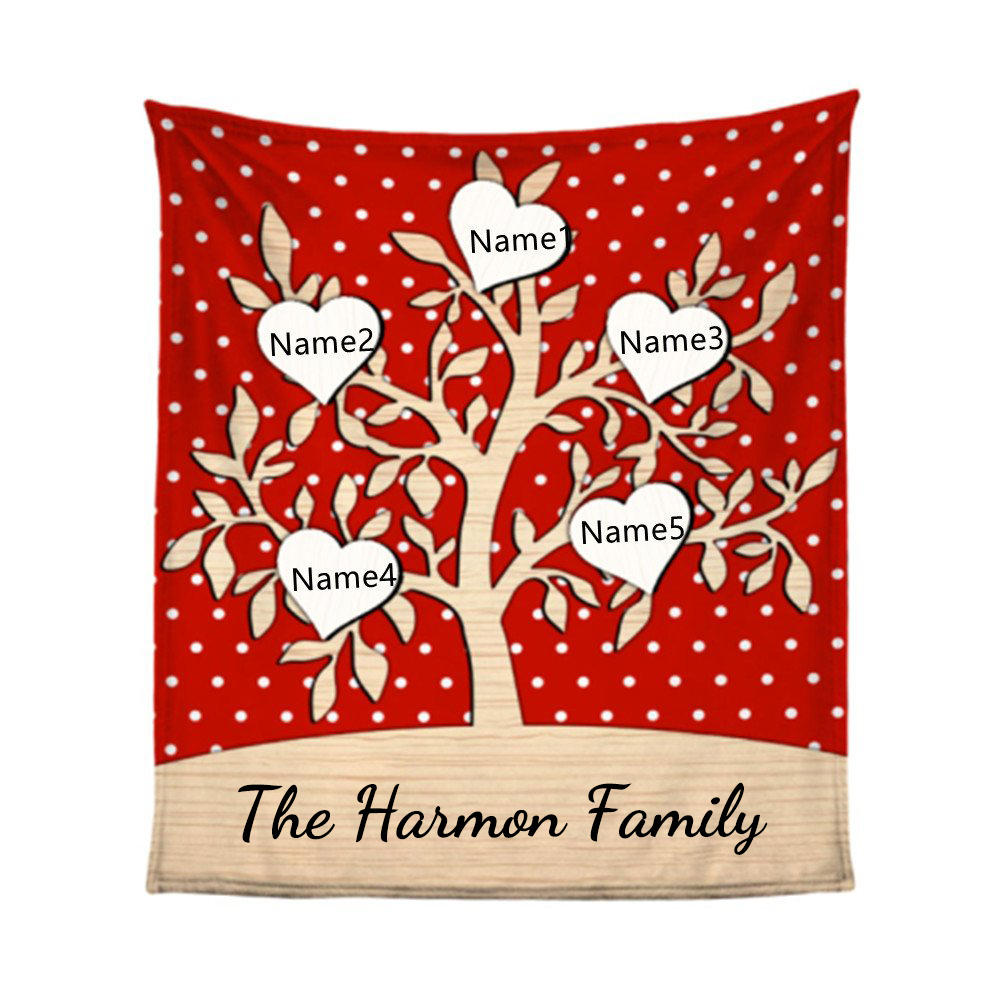 Personalised Family Tree Blanket Custom 5 Family Names Christmas Blanket