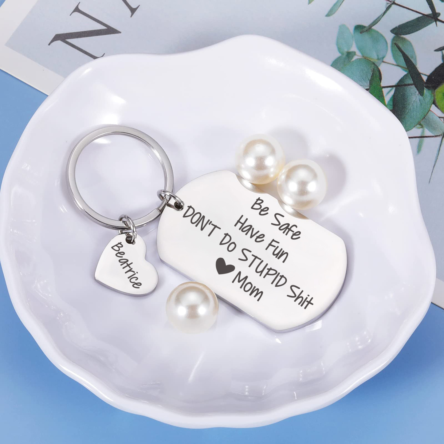 Don't Do Stupid Funny Keychain Custom Name Keyring Be Safe Have Fun Keychain Christmas Gift For Kids-Jessemade AU