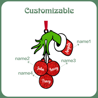 4 Names - Personalised Wooden Christmas Ornaments Customised Name Grinch Christmas Ornament Gifts for Family Friends-Jessemade AU