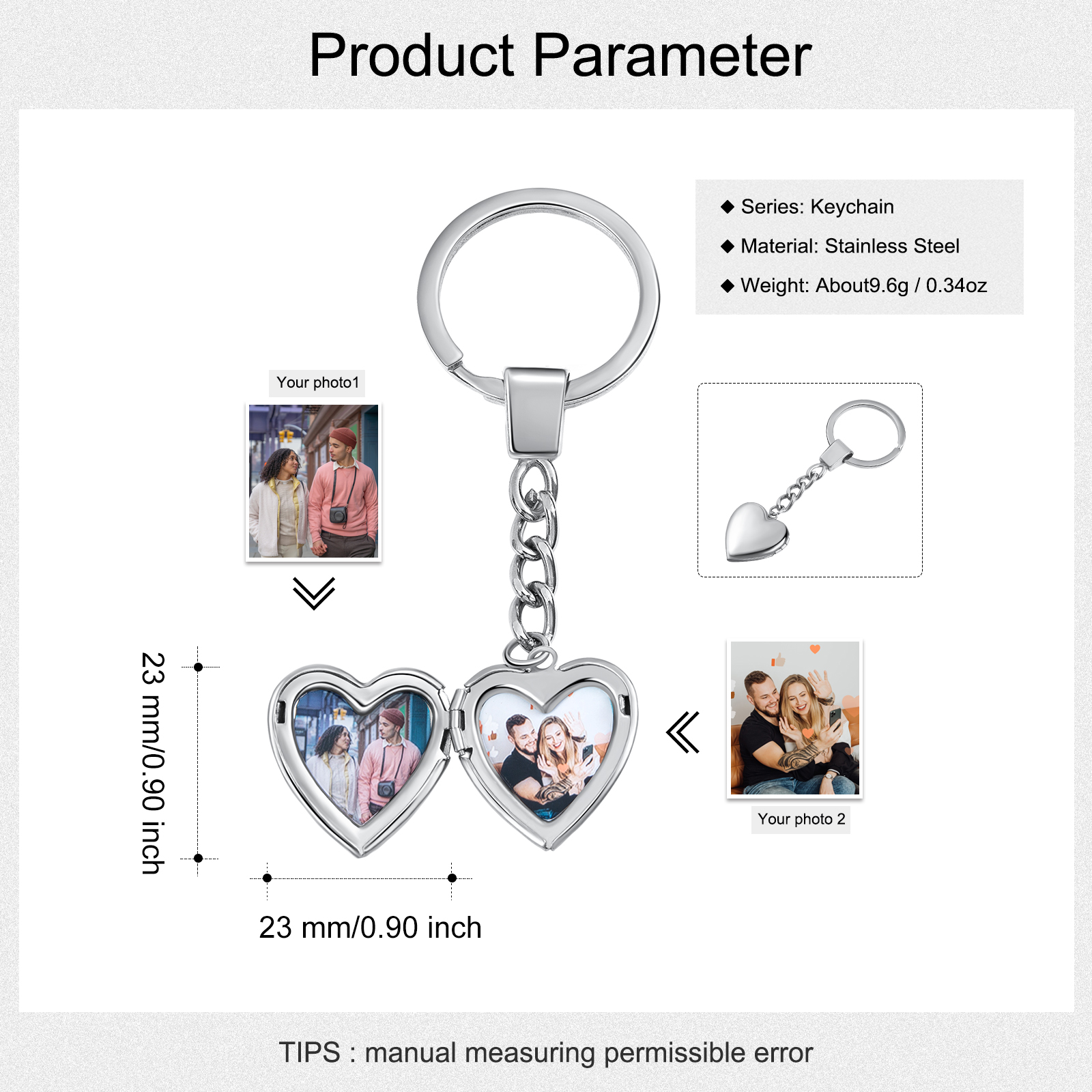 Personalised Photo Keychain Custom 2 Photos Gifts For Him-Jessemade AU