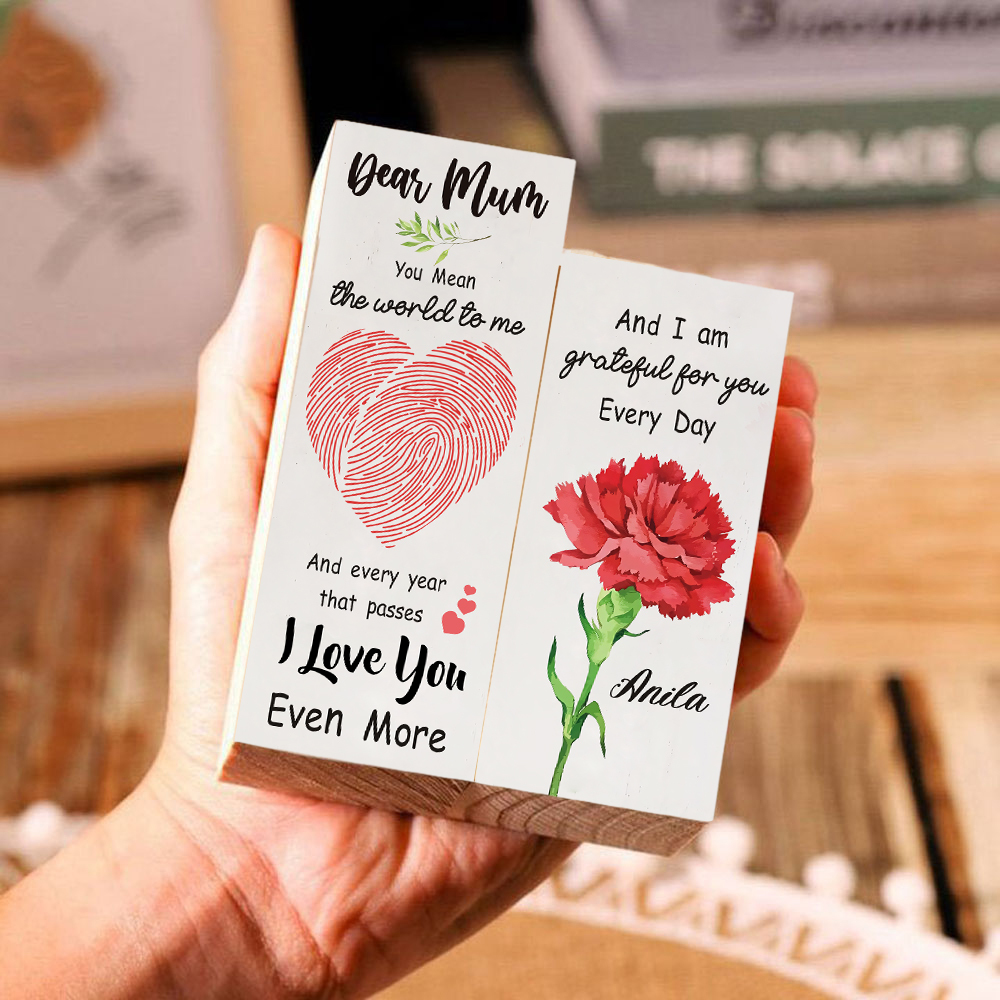 Dear Mum/Mom Candle Holder Custom Name Wooden Candlestick - You Mean The World To Me-Jessemade AU