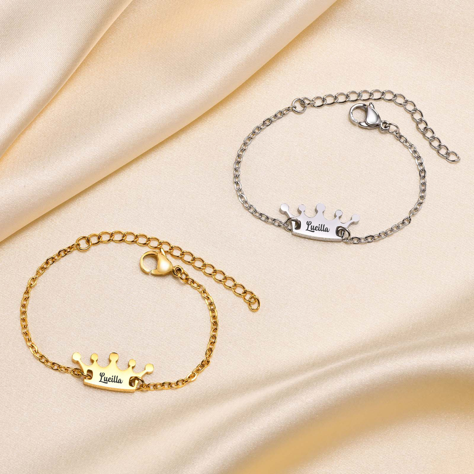 Personalised Crown Bracelet Custom Name Bracelet for her-Jessemade AU