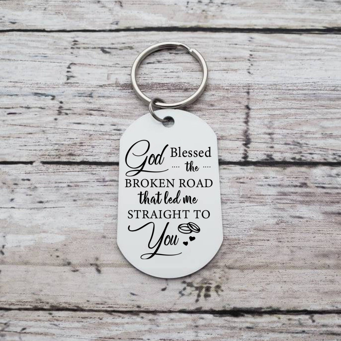 Personalised Couple Photo Keychain Customised 2 Names Keyring Valentine's Day Gifts - God Blessed the Broken Road that Led Me Straight To You-Jessemade AU