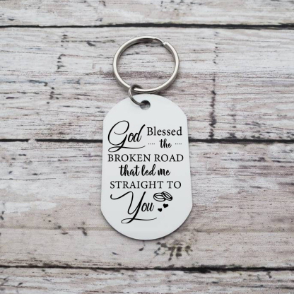 Personalised Couple Photo Keychain Customised 2 Names Keyring Valentine's Day Gifts - God Blessed the Broken Road that Led Me Straight To You-Jessemade AU