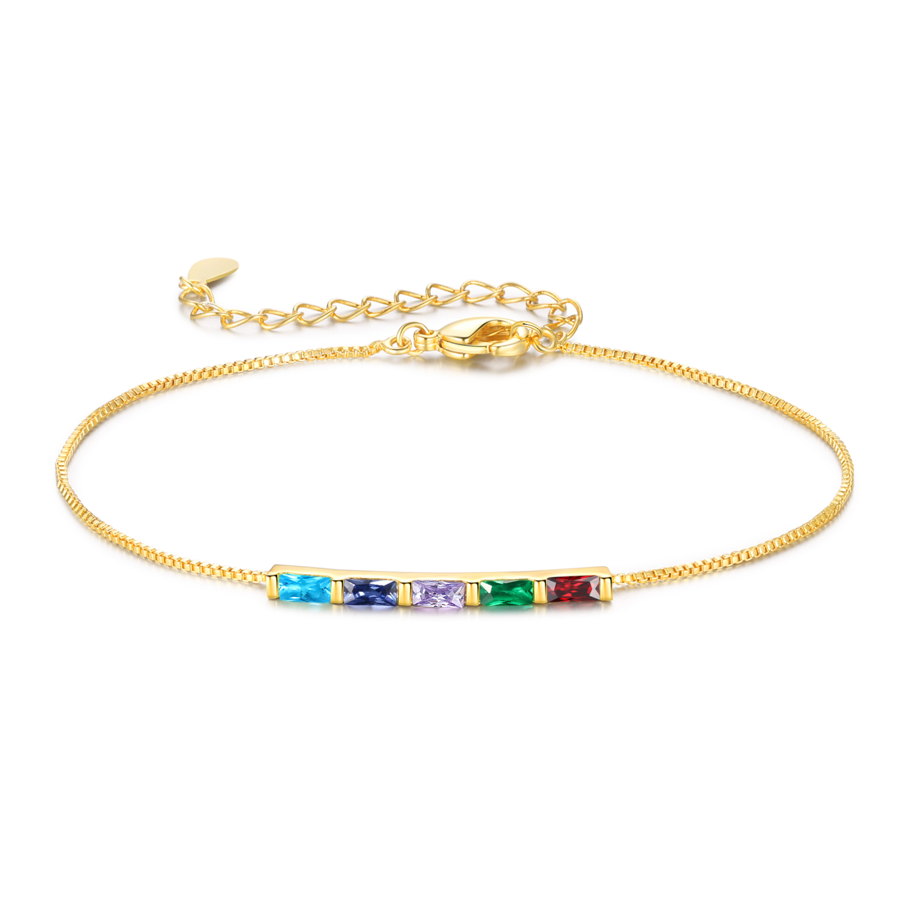 Custom 5 Birthstones Bracelet Gold Adjustable Bracelet Personalised Birthday Gift for Her-Jessemade AU