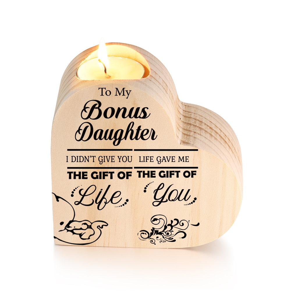 To My Daughter Wooden Heart Candle Holder "life given me the gift of You" Gifts For Daughter-Jessemade AU