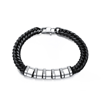 Personalised Black Stainless Steel Bracelet Custom 5 Names Men's Women's Bracelets For Couple-Jessemade AU