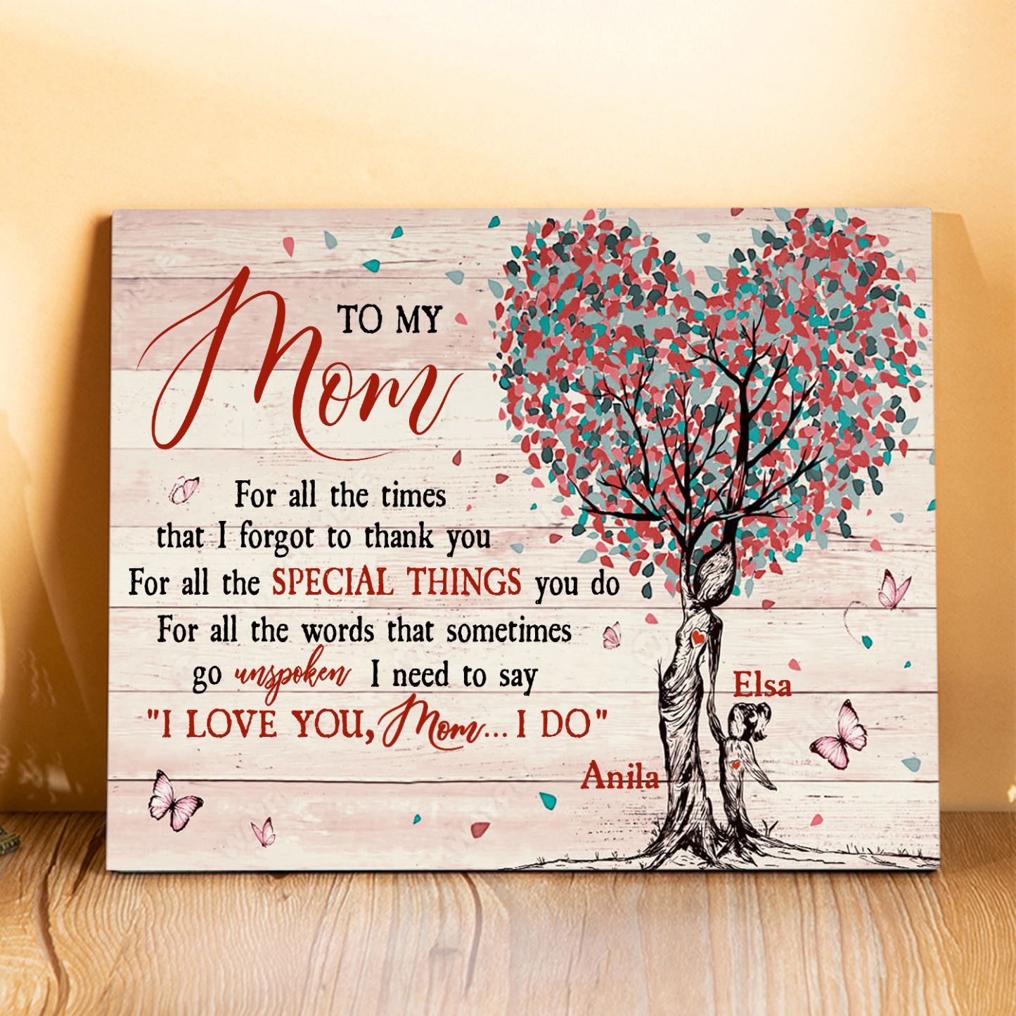 Personalised 2 Names Wooden Plaque Home Decoration Gifts for Mom/Mum - For All The Times That I Forgot To Thank You-Jessemade AU