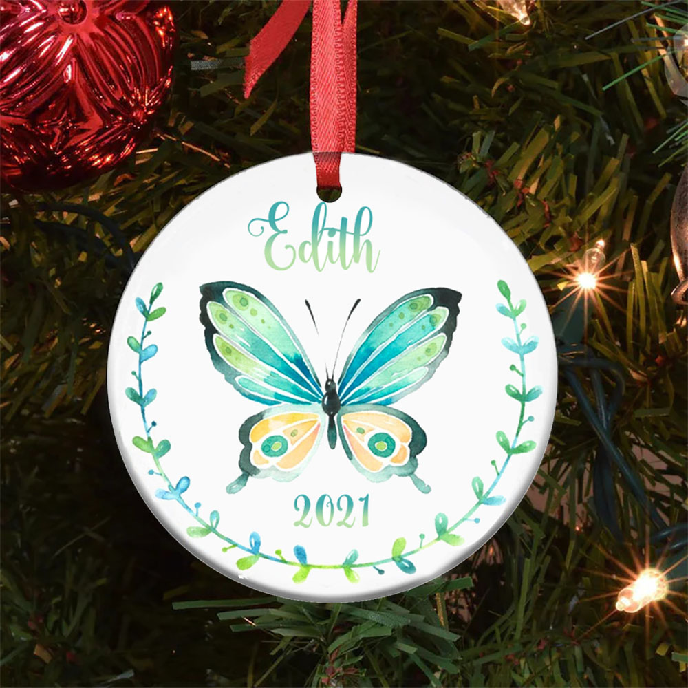 Personalised Blue Butterfly Ornament Custom Name Home Decor for Family-Jessemade AU