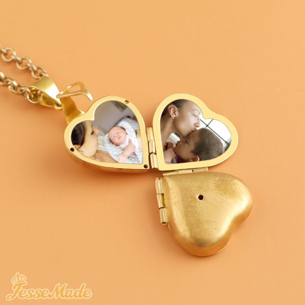 Personalised 4 Hearts Photo Locket Necklace Folding Vintage Locket Necklace Gifts for Her-Jessemade AU