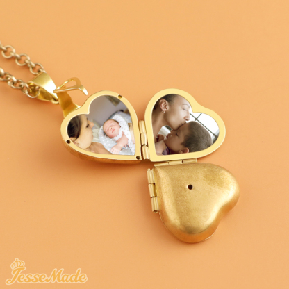 Personalised 4 Hearts Photo Locket Necklace Folding Vintage Locket Necklace Gifts for Her-Jessemade AU