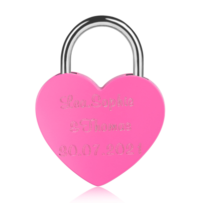 Personalised Heart Engraved Love Lock Custom Names Padlocks Gifts For Couple-Jessemade AU