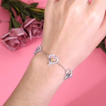 3 Names - Personalised Heart Bracelet Gift Set With Gift Box Custom Name & Birthstone Bracelet Gift For Her-Jessemade AU