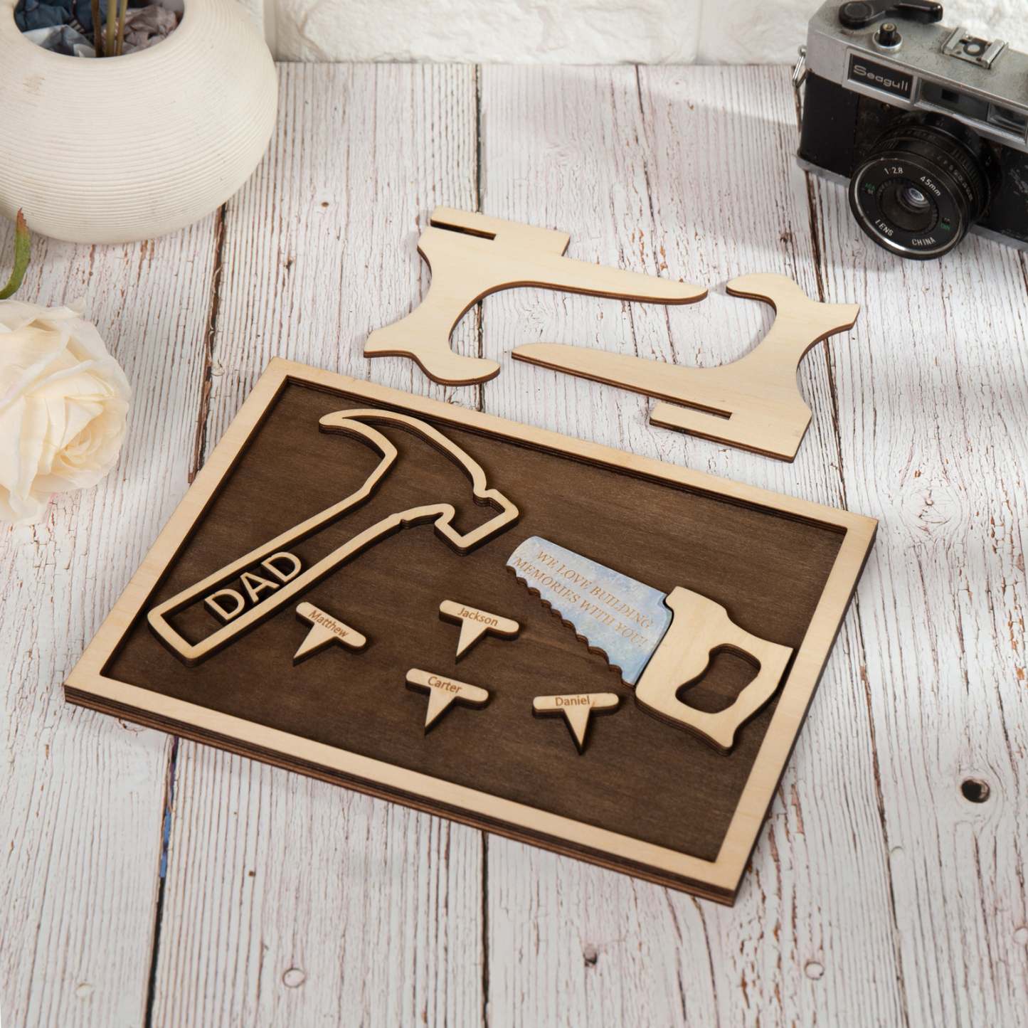 Dad Tool Set Wood Signs Custom 4 Names Father’s Day Handyman Construction Dad Sign-Jessemade AU