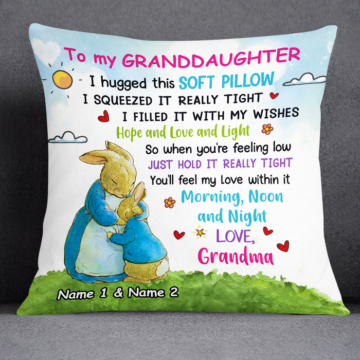 I Filled It With My Wishes, Rabbit Short Plush Pillow Case Easter Gifts For Granddaughter-Jessemade AU