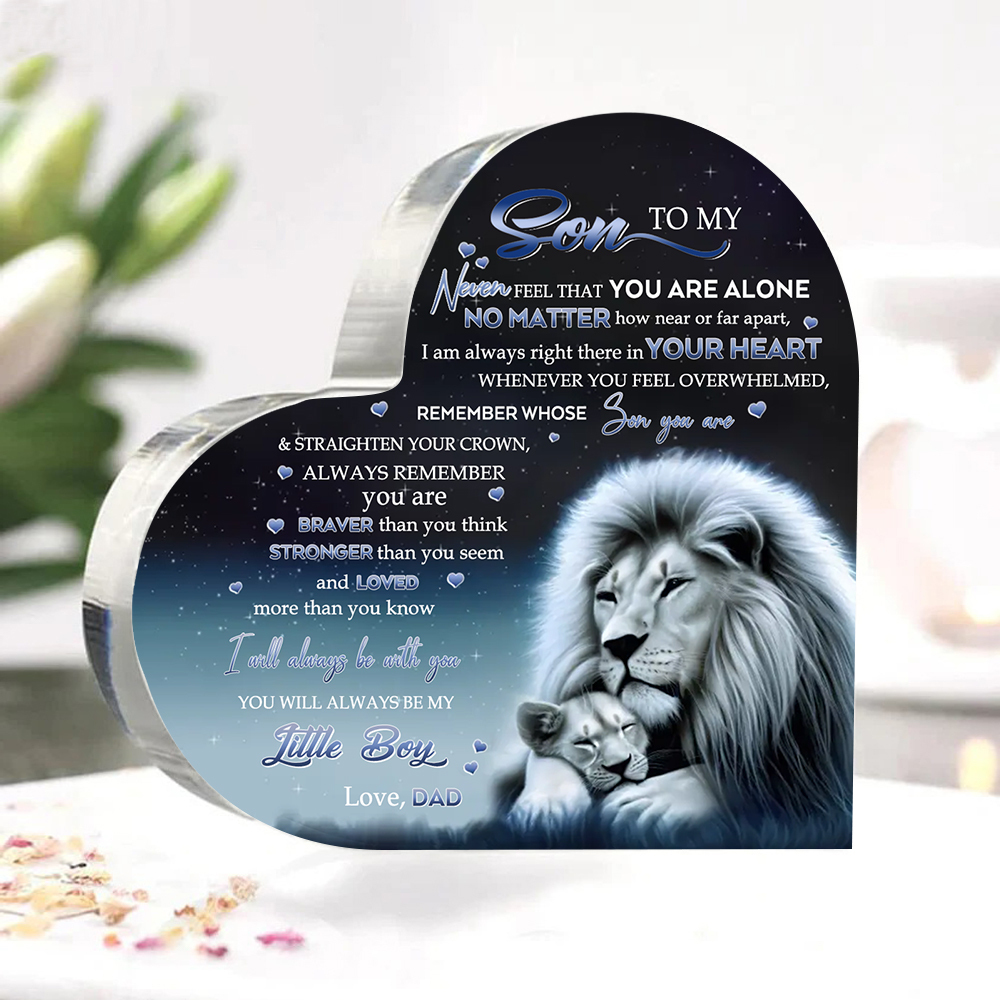 To My Son Acrylic Heart Keepsake Dad to Son Heart Ornament - You Will Always Be My Little Boy-Jessemade AU
