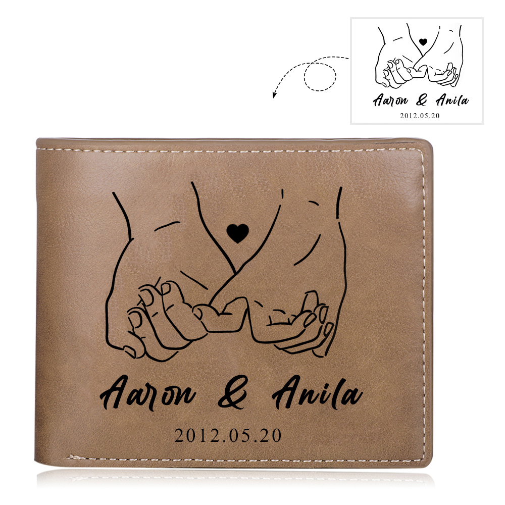 Personalised Leather Wallet Customised 2 Names & Date Wallet Pinky Swear Valentine's Day Gifts for Husband/Boyfriend-Jessemade AU