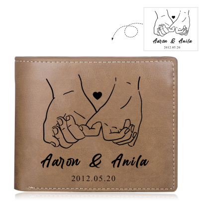 Personalised Leather Wallet Customised 2 Names & Date Wallet Pinky Swear Valentine's Day Gifts for Husband/Boyfriend-Jessemade AU