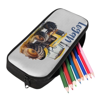Personalised  Name Pencil Case Yellow Bulldozer Pen Bag Zipper Back to School Gifts for Student-Jessemade AU