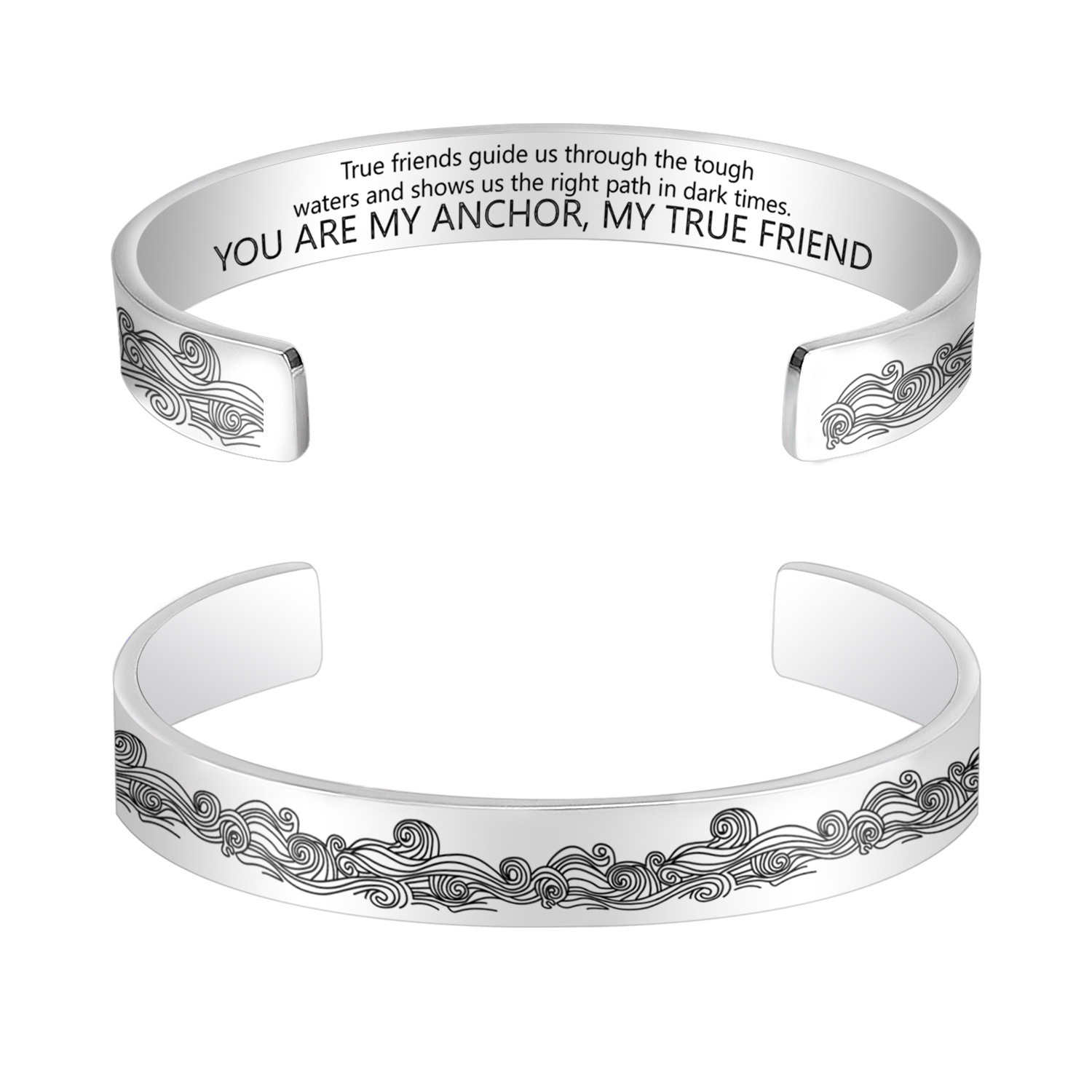 You are my anchor, my ture friend, Cuff Bangle Bracelet Gifts For Her-Jessemade AU