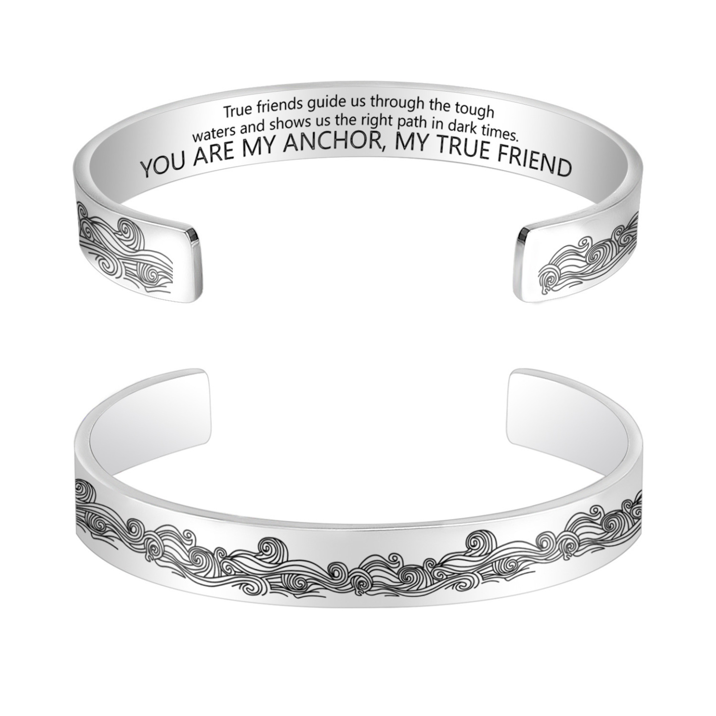 You are my anchor, my ture friend, Cuff Bangle Bracelet Gifts For Her-Jessemade AU
