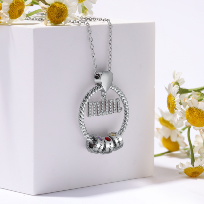 3 Names - Personalised Mum Circle Necklace Gift Set with Gift Box Custom Names & Birthstones Pendant Necklace Gift For Mum-Jessemade AU