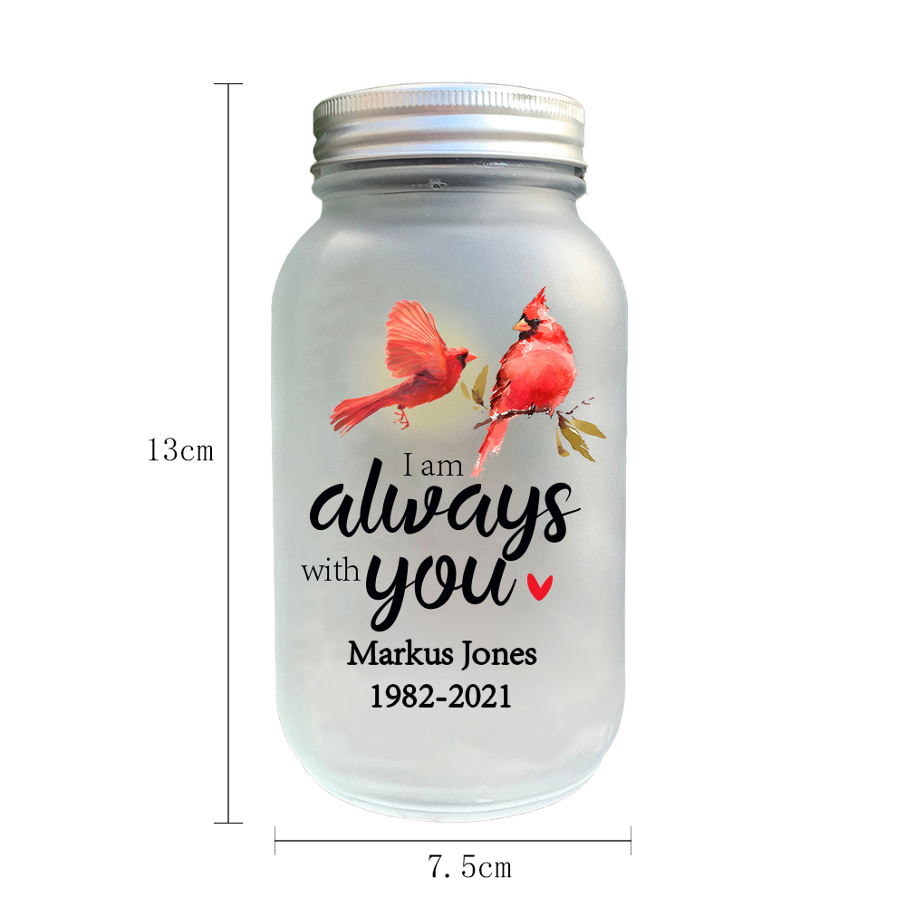 Memorial Jar Night Light "I Am Always With You" Red Robin Memorial Bottle Solar Light-Jessemade AU
