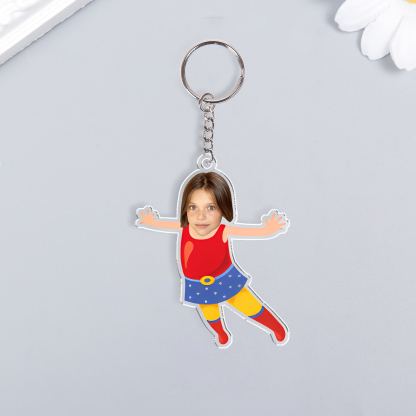 Personalised Superman Acrylic Keychain Custom Photo Funny Hanging Ornament Back to School Gift for Daughter/Son-Jessemade AU
