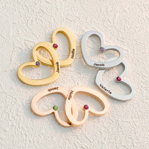 Customised Heart Charms With 1 Birthstone and Name-Jessemade AU