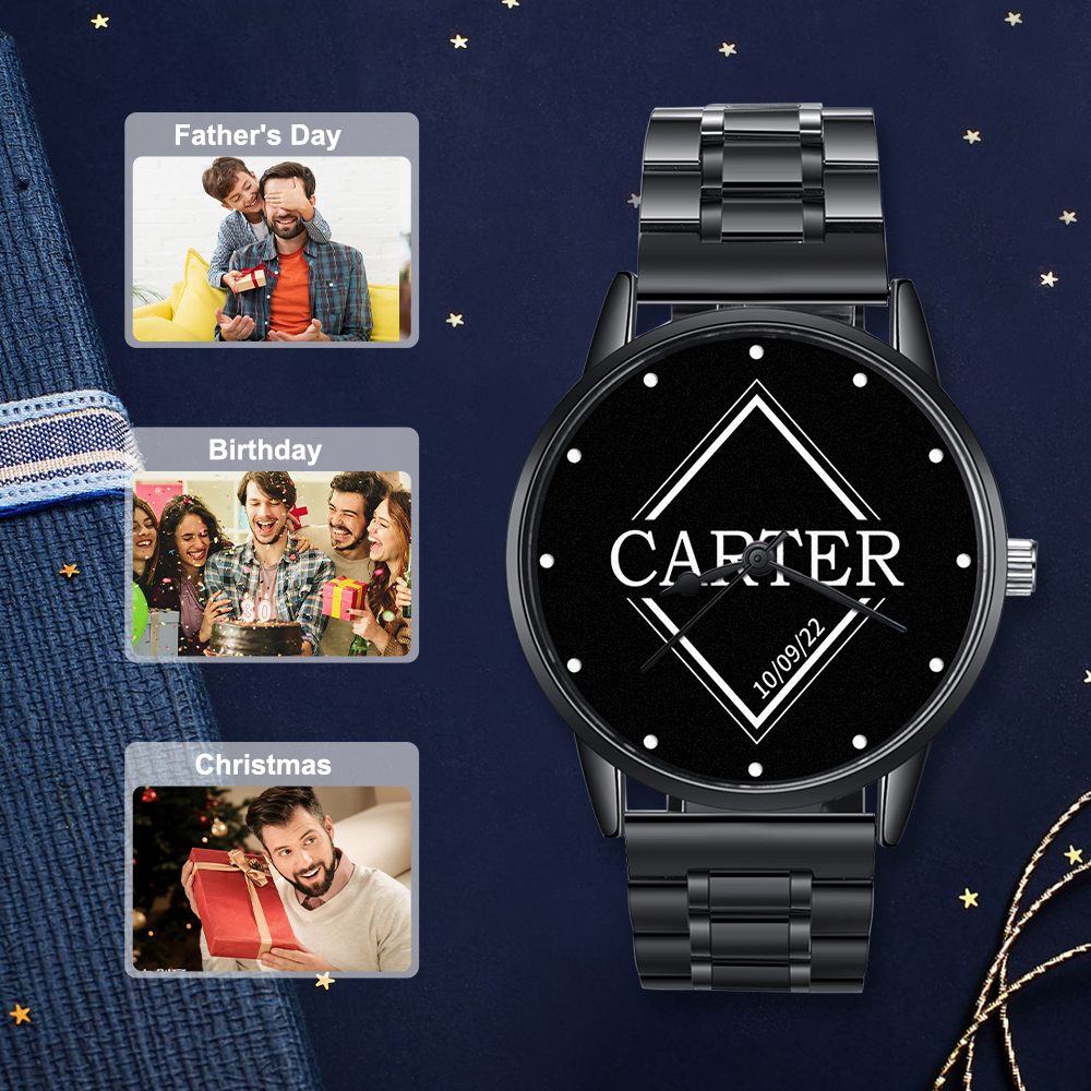 Personalised Photo Watch Custom Names Mechanical Watch Gifts for Him-Jessemade AU