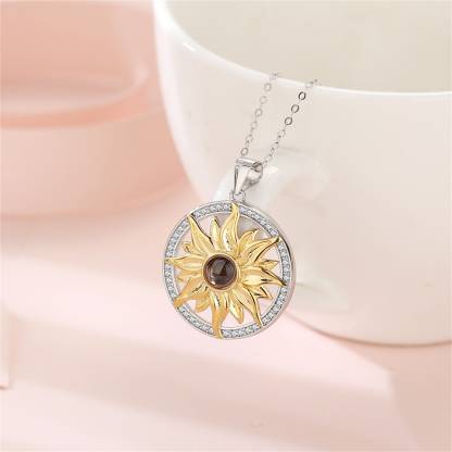 Personalised Sunflower Projection Necklace Custom Photo Necklace Creative Gift for Her-Jessemade AU