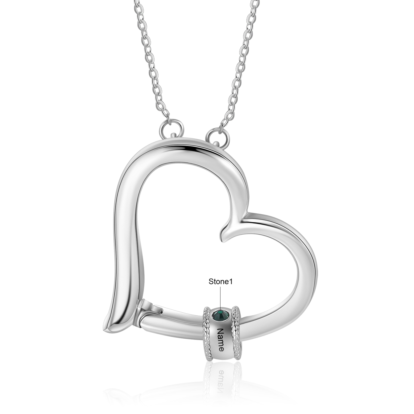 Personalised Heart Necklace With 1 Birthstone Engraved Family Names Necklace Gift for Her-Jessemade AU