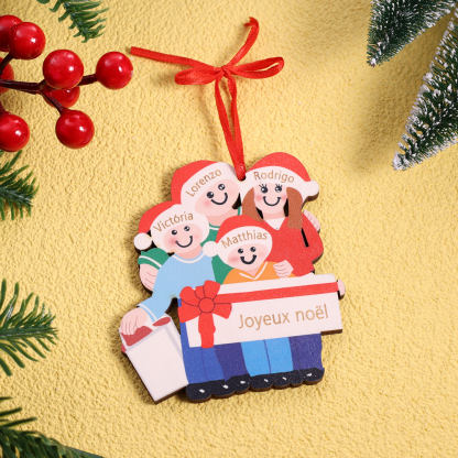 Personalised Family Of 4 Decorating Christmas Tree Ornament-Jessemade AU