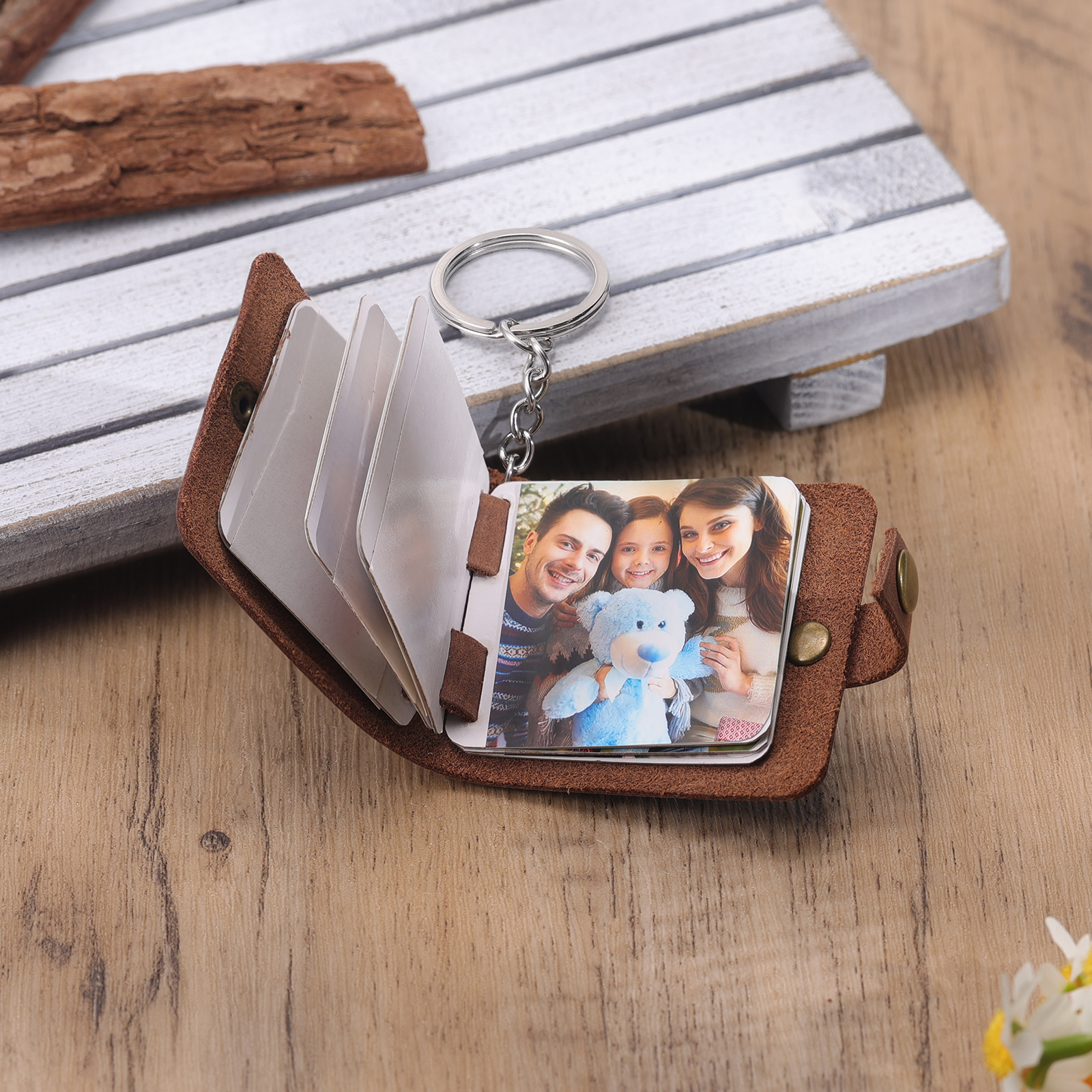 "Our Love Is Forever" Photo Album Keychain Custom 5 Photos Leather Keychain Romantic Gifts-Jessemade AU
