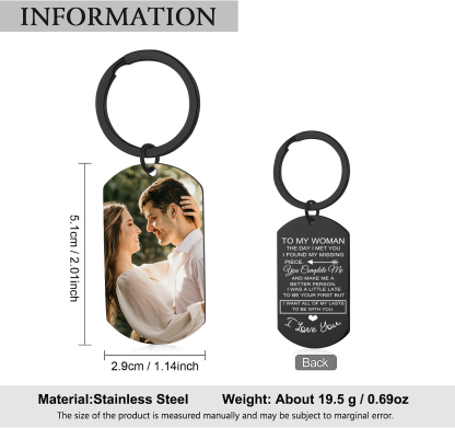 To My Man/Woman Custom Photo Keyring Couple Keychain Stainless Steel Keychain Valentine's Day Gift for Couples-Jessemade AU