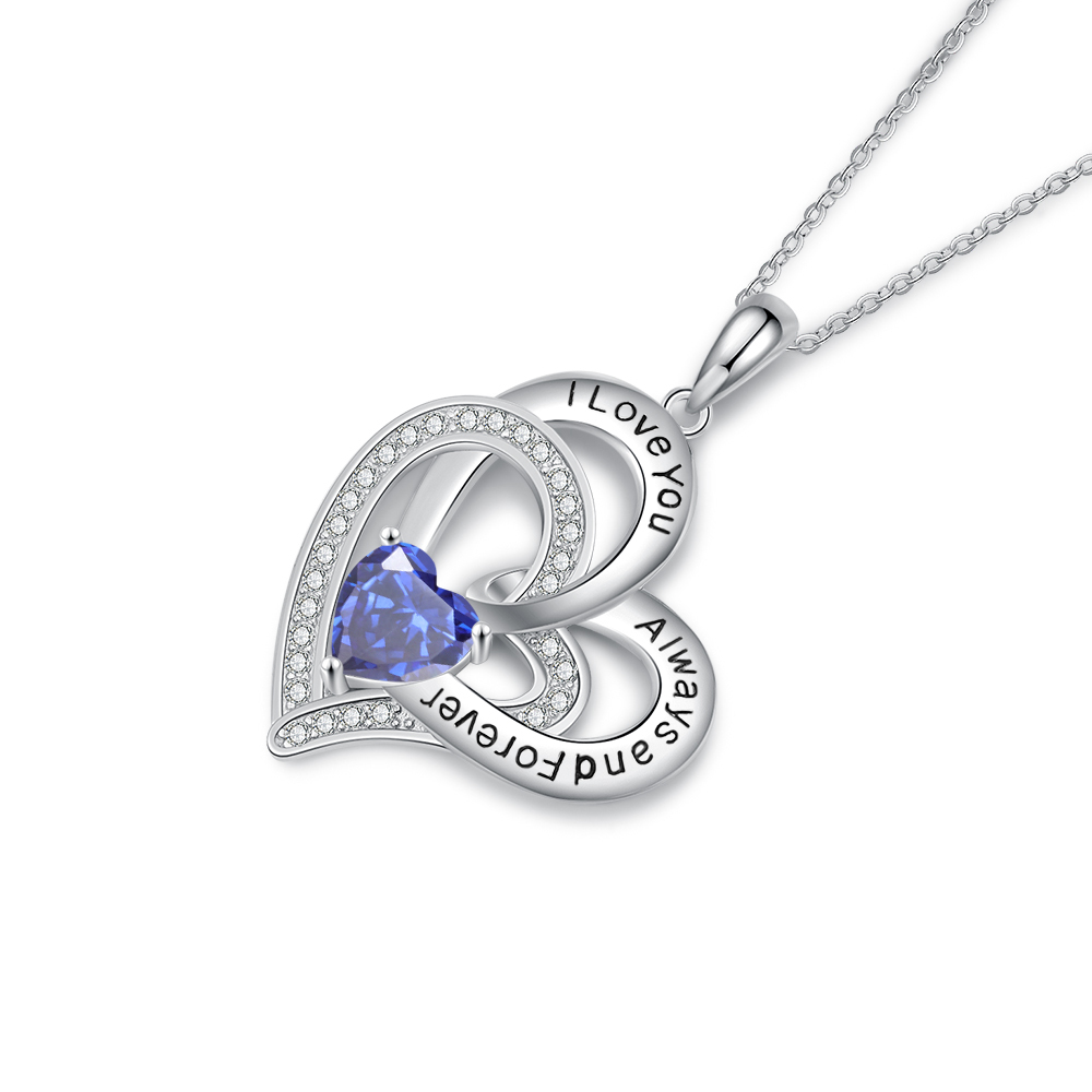 Personalised Heart Necklace with Birthstone I Love You Necklace-Jessemade AU