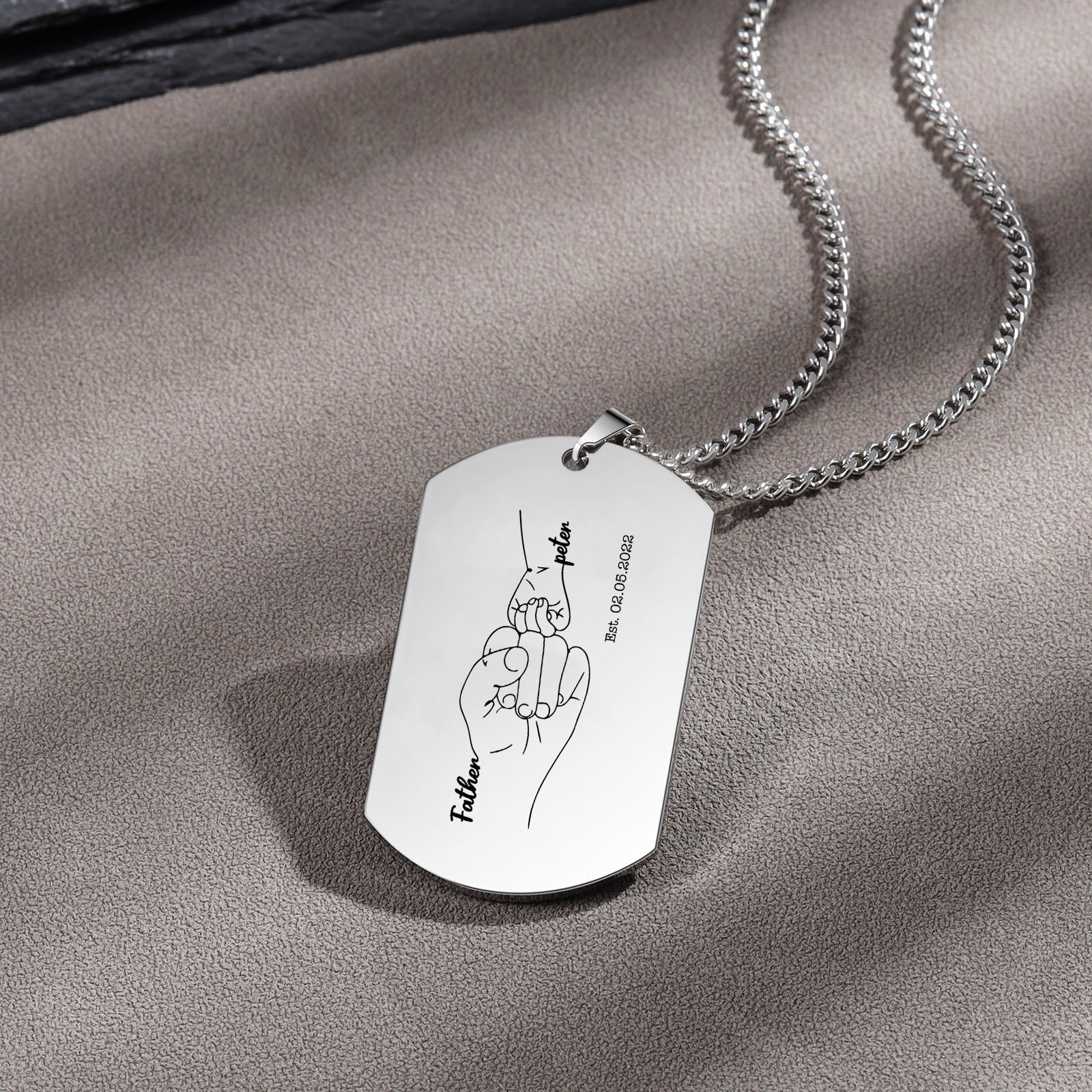 Custom Fist Bump Family Necklace with 1 Kid's Names Personalised Photo Dog Tag Necklace Father's Day Gifts-Jessemade AU
