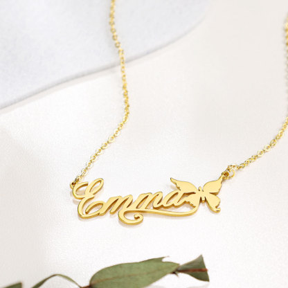 Personalised Butterfly Necklace Custom 1 Name Necklace Gift For Women-Jessemade AU