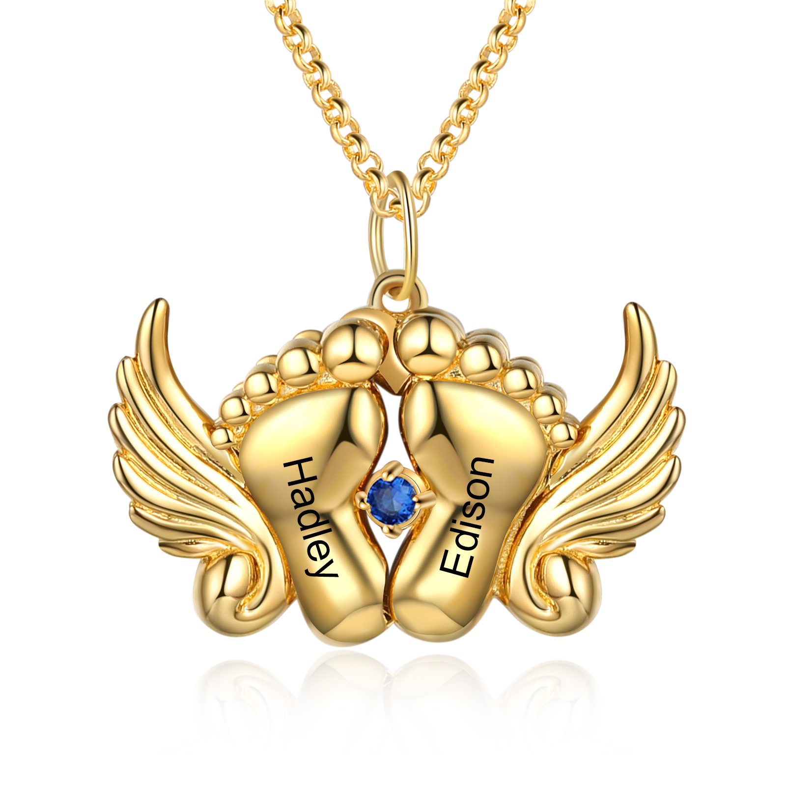 Personalised Baby Feet Photo Locket Necklace with Birthstone Custom Names Necklace-Jessemade AU