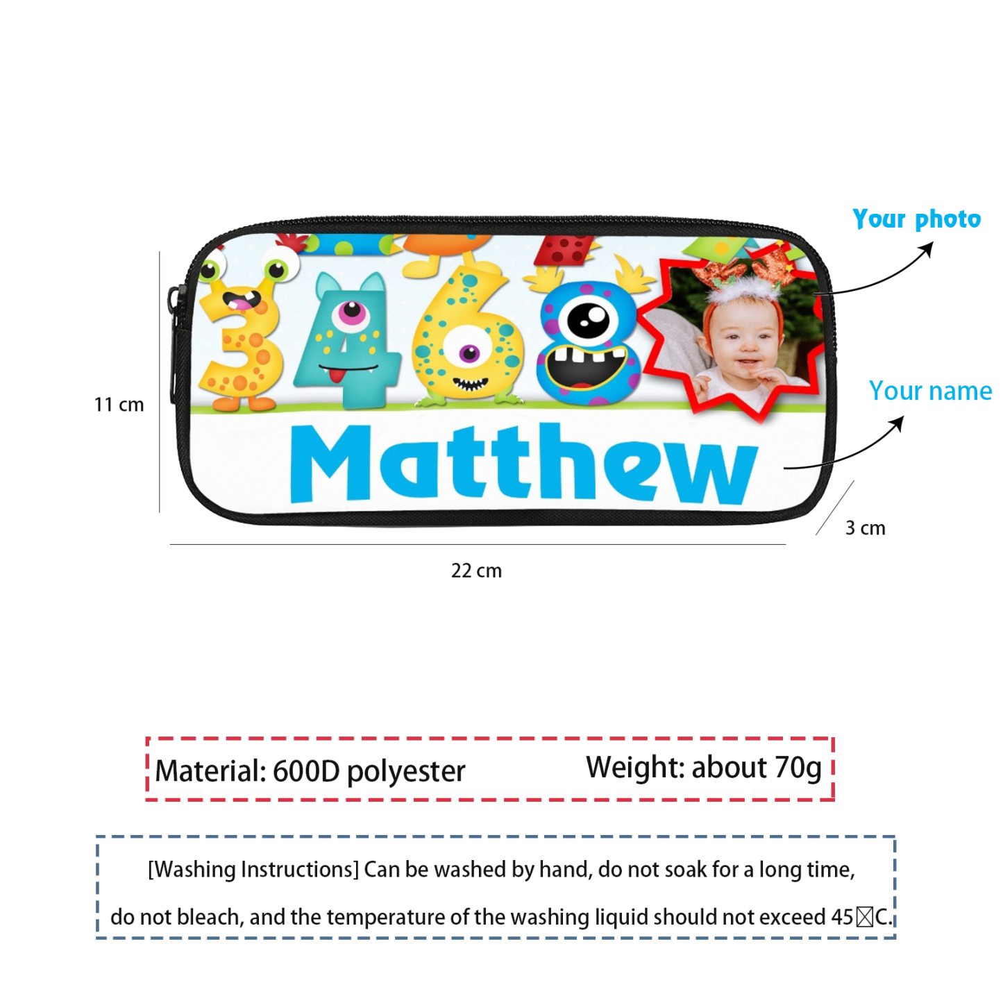 Personalised  Photo Pencil Case Custom Name Back to School Gifts for Student-Jessemade AU