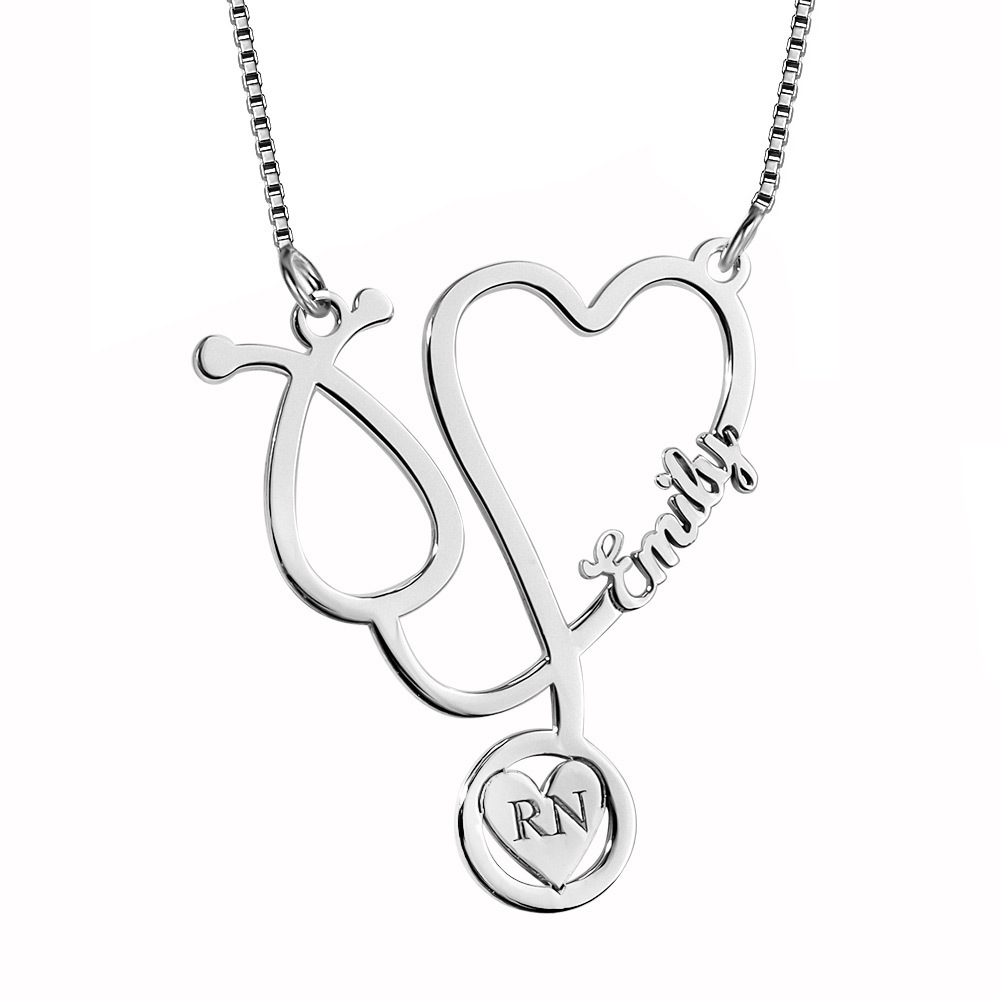 To My Nurse Lover-Personalised Heart Charm Necklace Custom 1 Name Necklace For Her-Jessemade AU