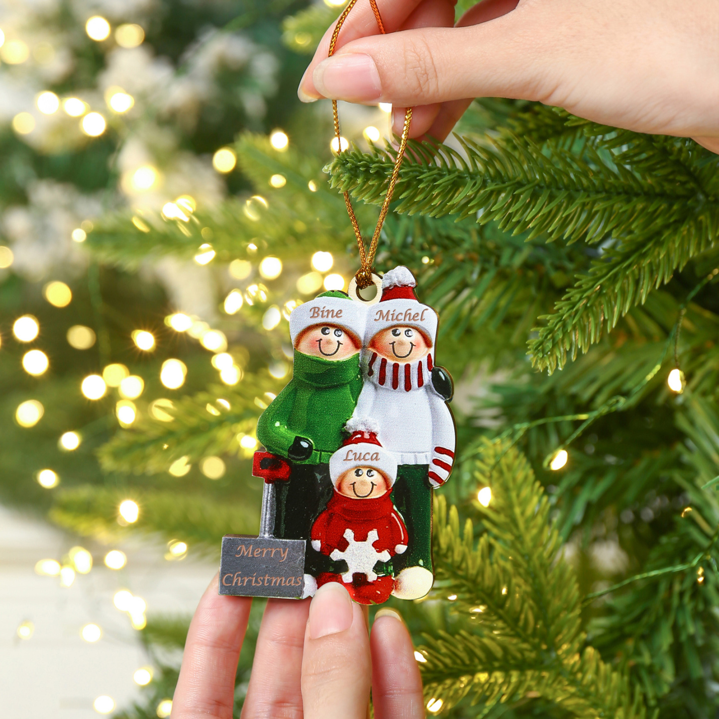 3 Names - Personalised Christmas Tree Ornaments Wooden Christmas Decor with Name Gifts for Family Friends-Jessemade AU